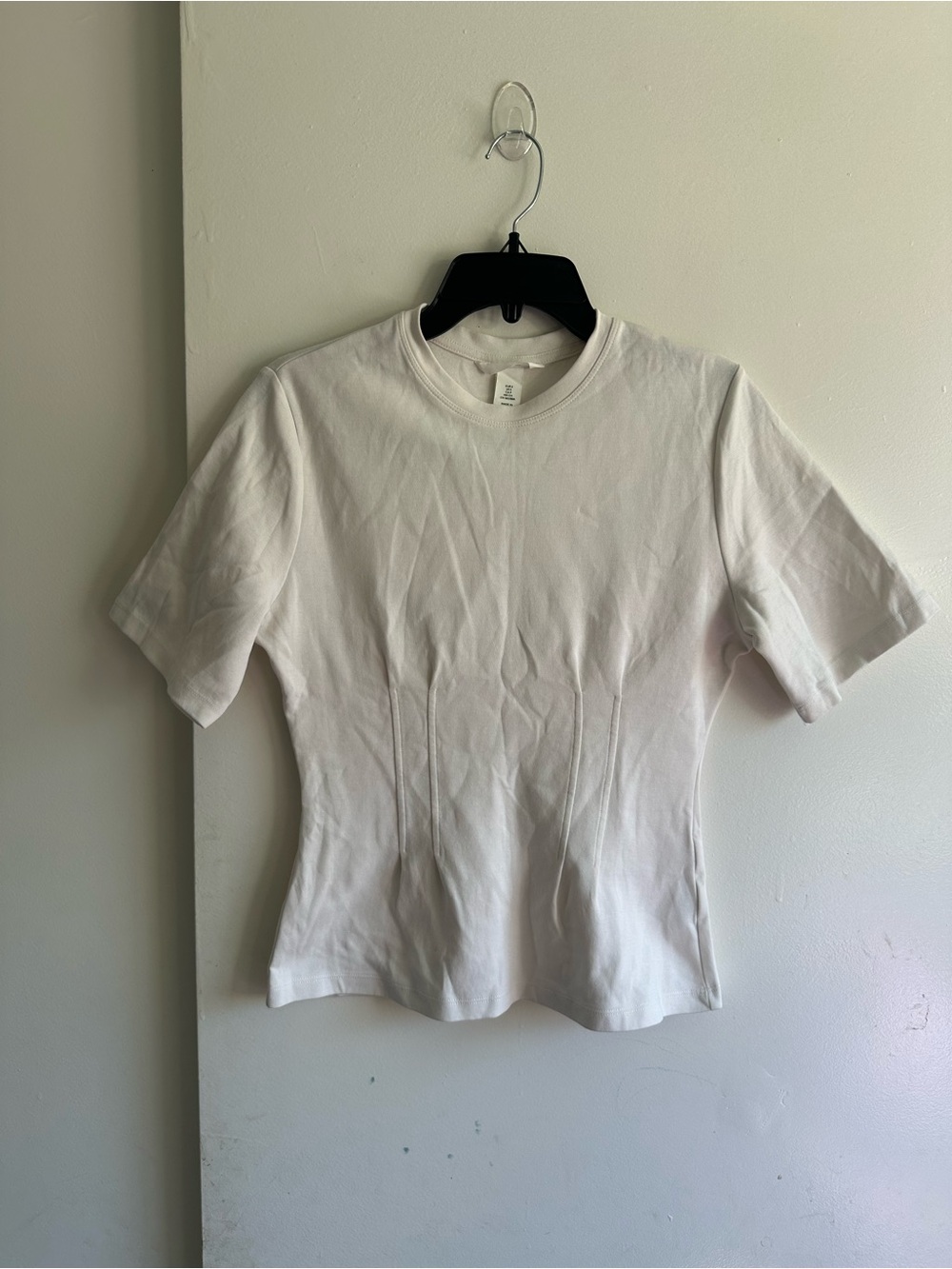 H&M White Short Sleeve Crewneck Fitted Tee